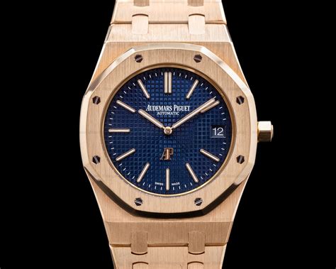 audemars piguet royal oak 15202 jumbo blue dial rose gold